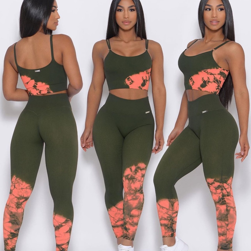 Bombshell Sportswear Olive and Coral Leggings